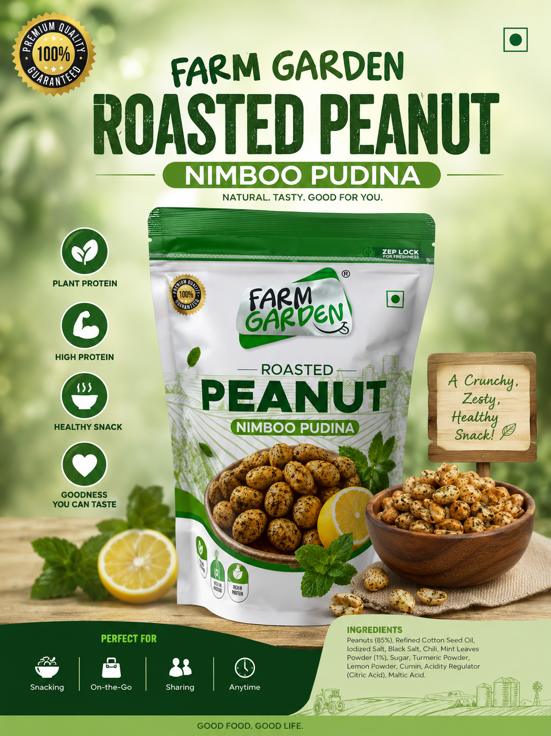 FARM GARDEN PEANUT ROASTED NIMBOO PUDINA 140GM