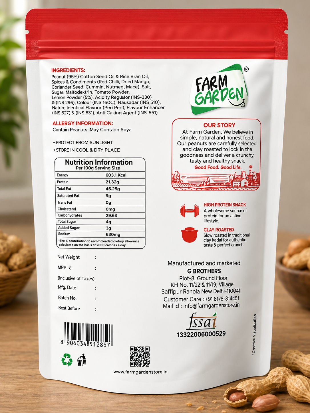FARM GARDEN PEANUT ROASTED PERI PERI 140GM